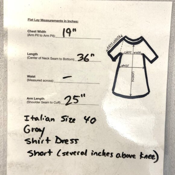 Vintage Romeo Gigli Shirt Dress Womens Italian 40 US 6 Gray Pinstripe Italy 90s - Picture 4 of 16